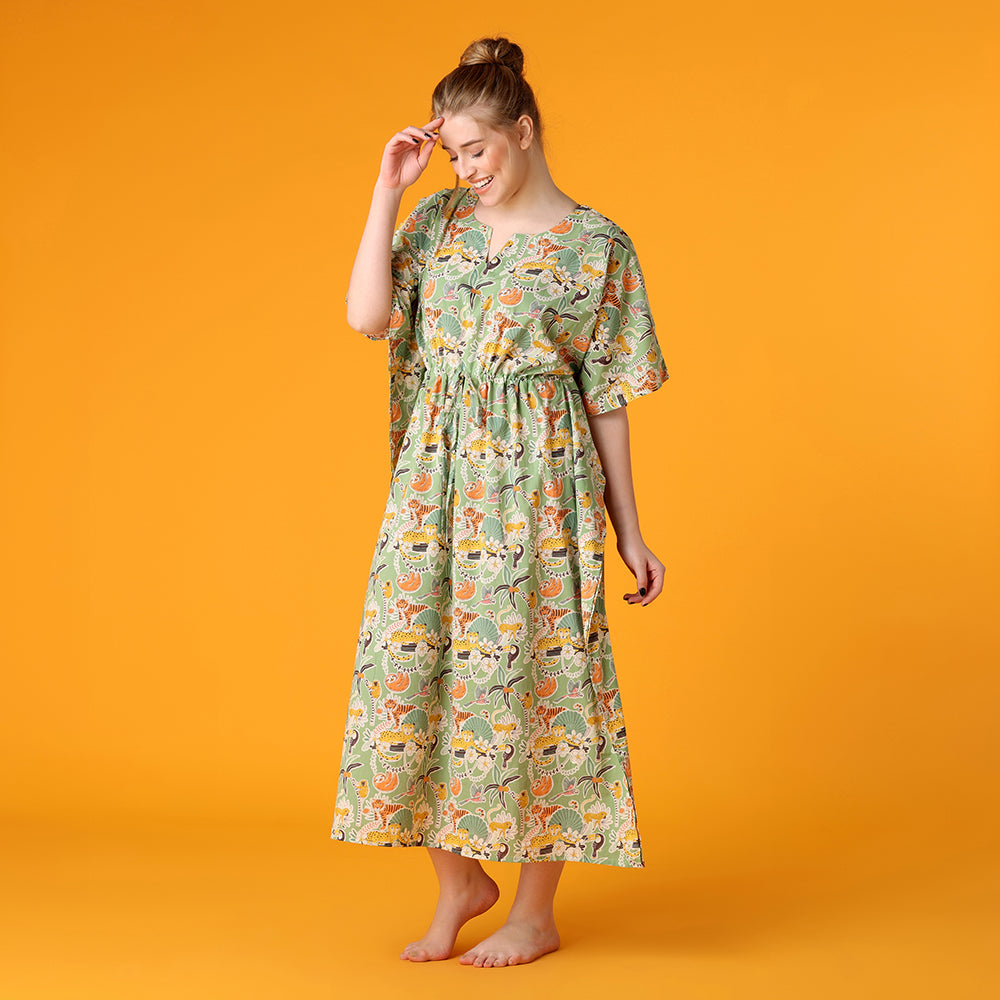ROUND NECK KAFTAN JUNGLE LANGUAGE
