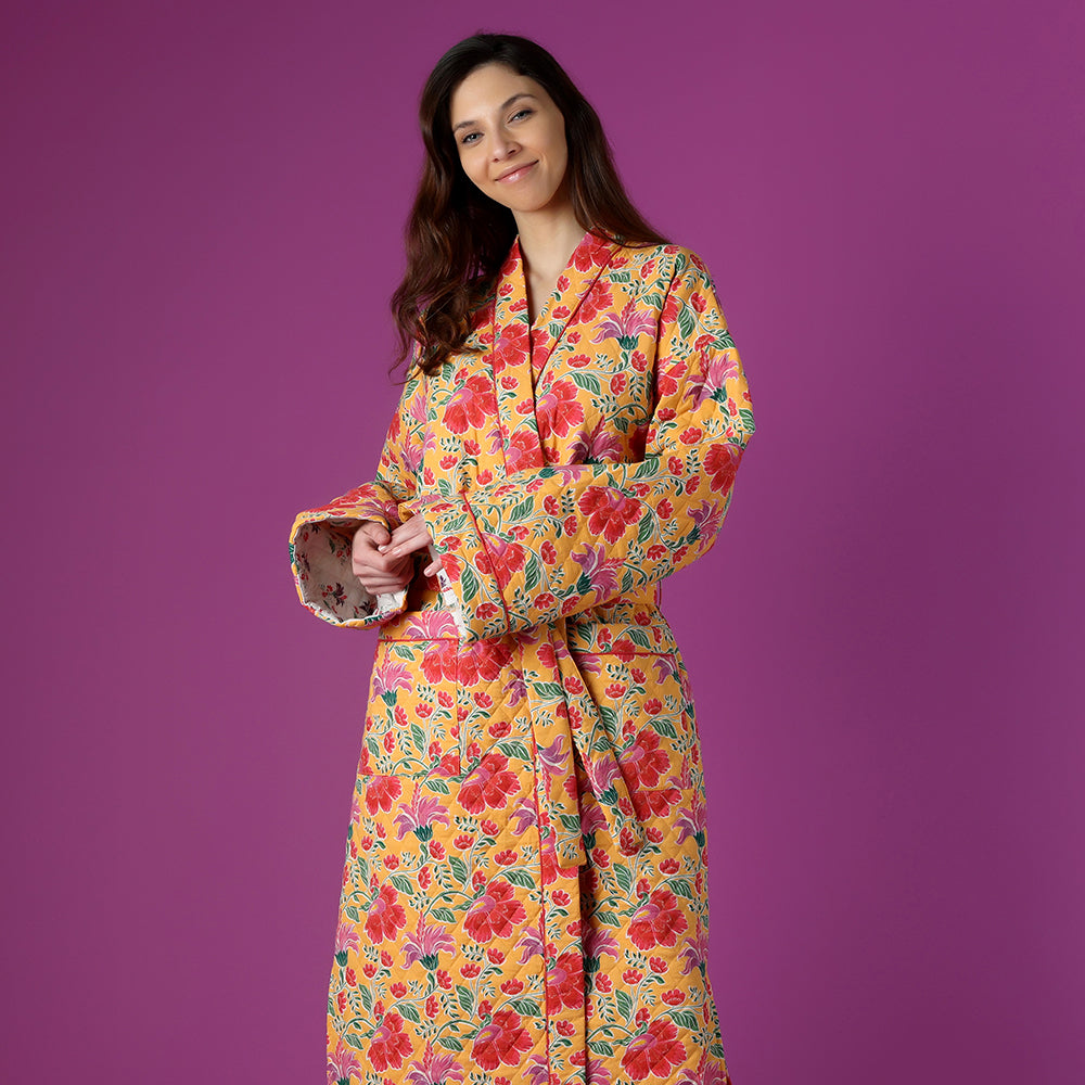 Clarence Yellow Quilted Robe – The Mahogany Store
